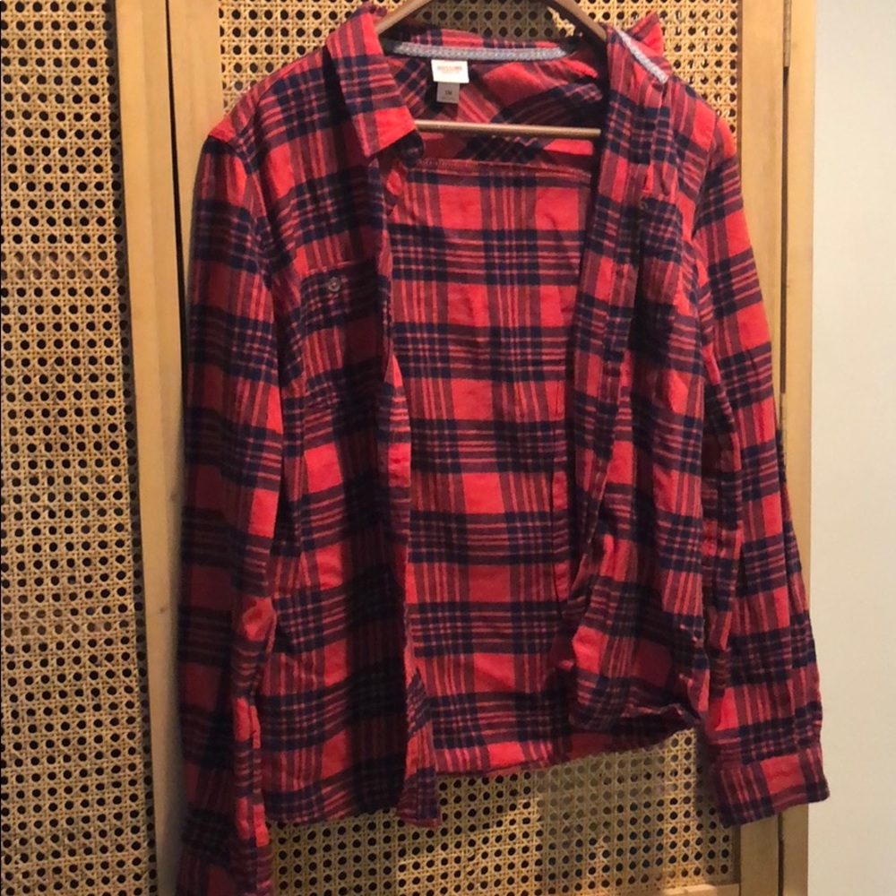 Red plaid button down